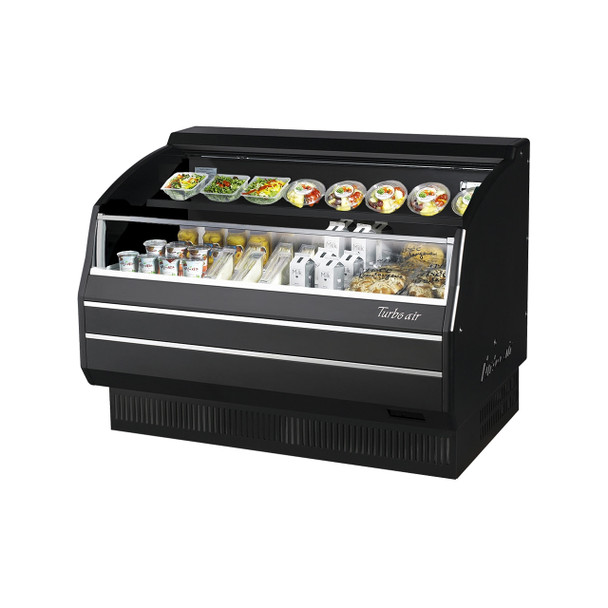 Turbo Air TOM-50LB-SP-A-N 50" Horizontal Open Display Merchandiser - Low Profile, Solid Side Panel, Black Ext.& Int.