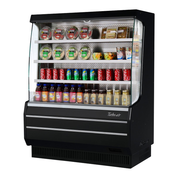 Turbo Air TOM-50MB-N 50" Vertical Open Display Merchandiser - Medium Height, Black
