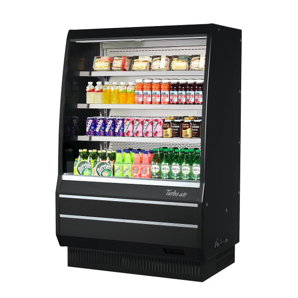 Turbo Air TOM-50MB-SP-N 50" Vertical Open Display Merchandiser - Medium Height, Solid Side Panel, Black