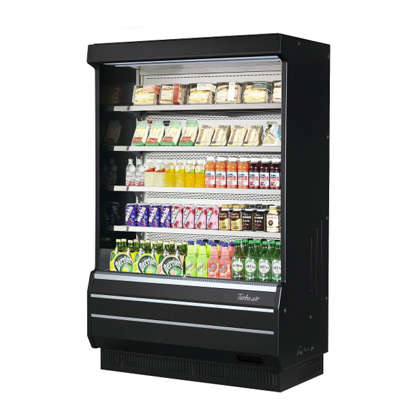 Turbo Air TOM-50B-SP-N 50" Full Size Solid Side Panel Open Display Merchandiser - Black