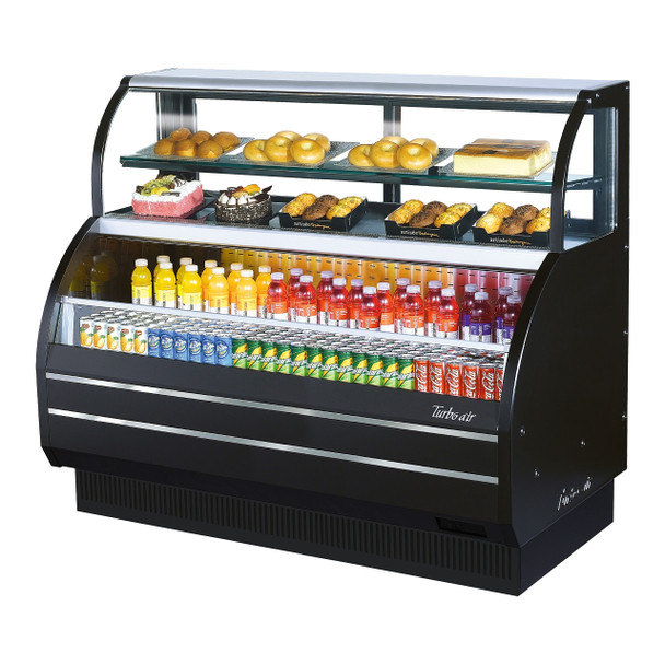 Turbo Air TOM-W-60SB-N 62" Combination w/ Refrigerated Top Case  Open Display Merchandiser - Black