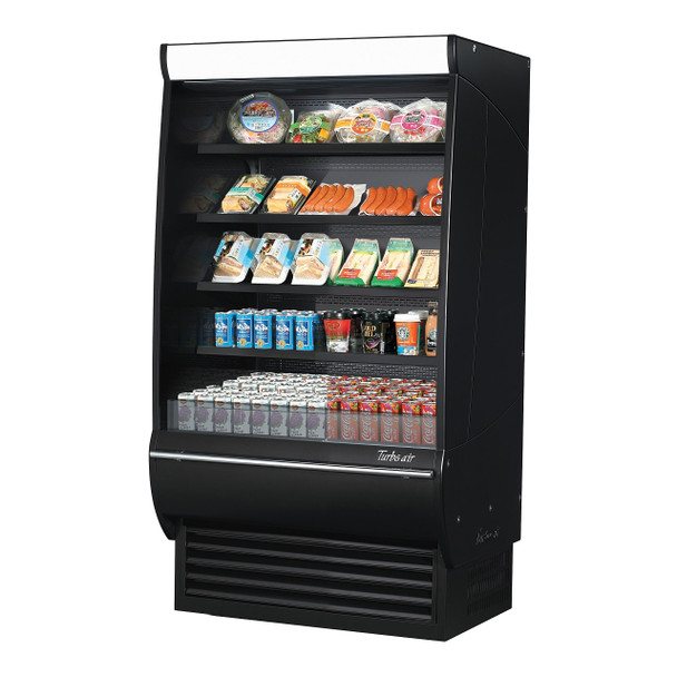 Turbo Air TOM-36DXB-SP-N 39" Extra Deep Open Display Merchandiser - Solid Side Panel, Black