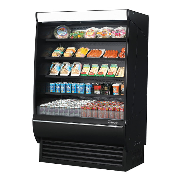 Turbo Air TOM-48DXB-SP-N 50" Extra Deep Open Display Merchandiser - Solid Side Panel, Black