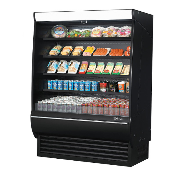Turbo Air TOM-60DXB-SP-N 60" Extra Deep Open Display Merchandiser - Solid Side Panel, Black