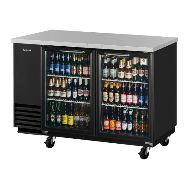 Turbo Air TBB-2SG-N 59" Back Bar Cooler, 2 Glass Door, Black Vinyl Exterior