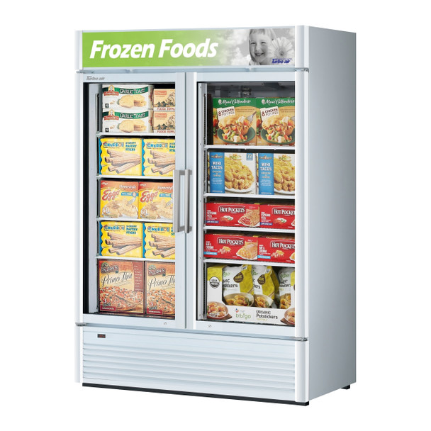 Turbo Air TGF-47SDW-N Glass Merchandiser Freezer, 2 Section, White Cabinet