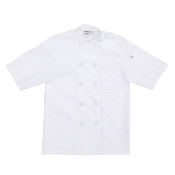 Chef Works KNSSWHTL Tivoli Chef Coat, White, Large, Short Sleeve, Double