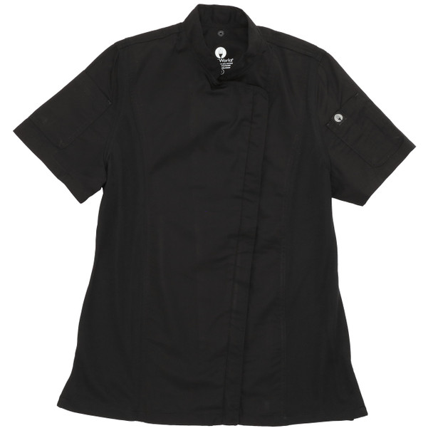 Chef Works BCWSZ006BLKL Springfield Womens Chef Coat, Black, Large, Short Sleeves