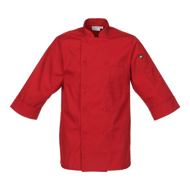 Chef Works JLCL-RED-S 3/4 Light Weight Chef Coat, Red - Small