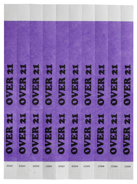 Bar Maid WB-OVER21 Wristband, Over 21, 3/4" (500/Pack)