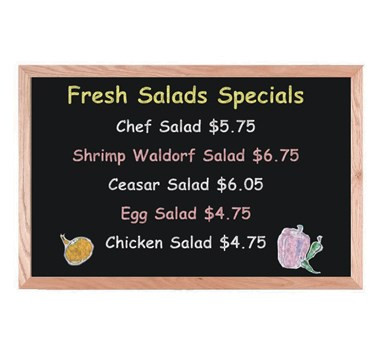 Aarco OC2436NT Black Chalk Board, 24" H x 36" W, Oak