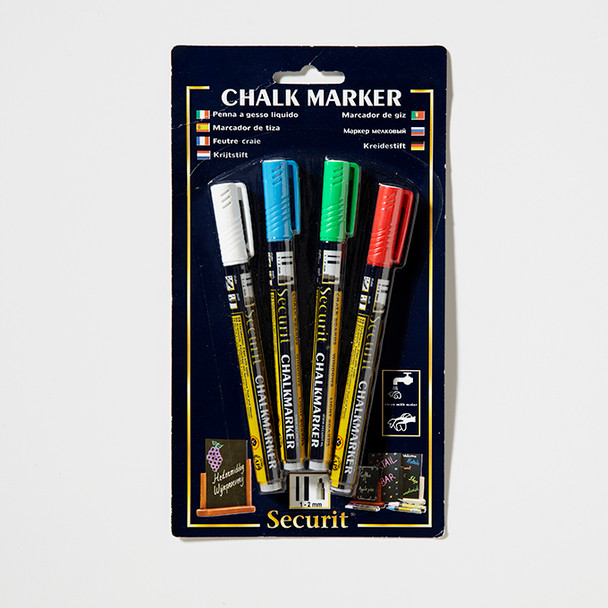 American Metalcraft BLSMA100V4CO Chalk Marker, Assorted Colors, Mini Tip (4 Per Pack)