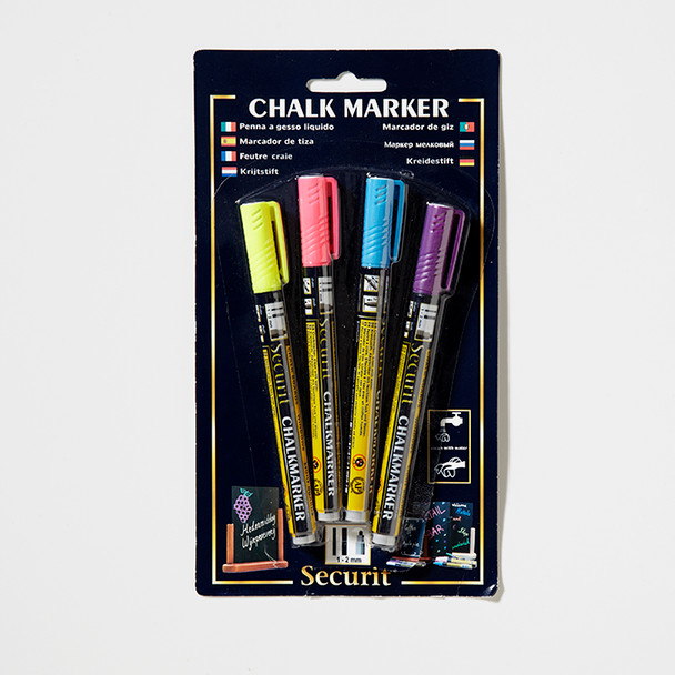 American Metalcraft BLSMA100V4TR Chalk Marker, Assorted Colors, Mini Tip (4 Per Pack)
