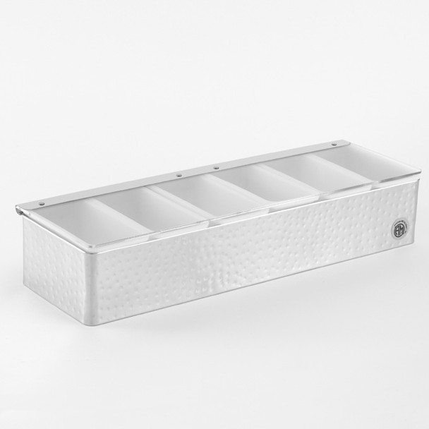 American Metalcraft HMCD6 Condiment Dispenser, 6 Compartment, Hammered Stainles