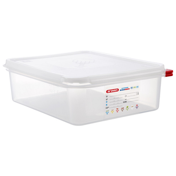Araven 03033 Storage Container & Lid, 1/2 Size, 4" Deep, Translucent