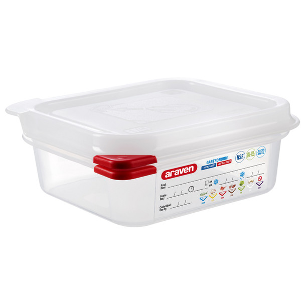 Araven 03023 Storage Container & Lid, 1/6 Size, 2.5" Deep, Translucent Araven 03023 Storage Container & Lid, 1/6 Size, 2.5" Deep, Translucent