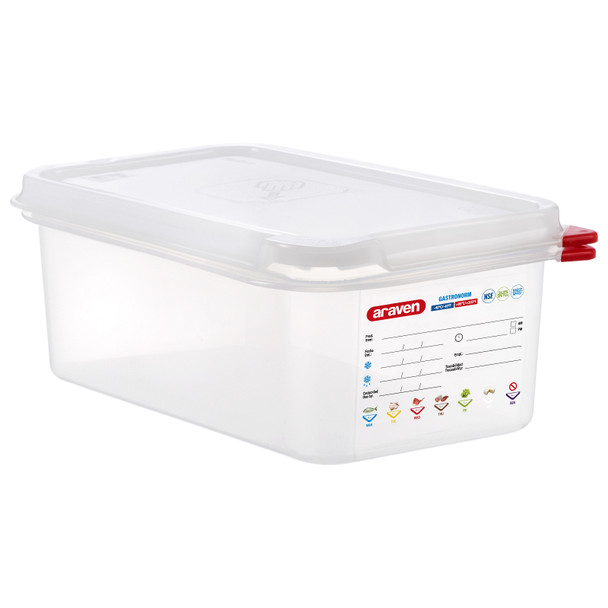 Araven 03027 Storage Container & Lid, 1/4 Size, 4" Deep, Translucent Araven 03027 Storage Container & Lid, 1/4 Size, 4" Deep, Translucent