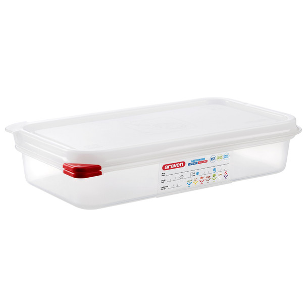 Araven 03029 Storage Container & Lid, 1/3 Size, 2.5" Deep, Translucent Araven 03029 Storage Container & Lid, 1/3 Size, 2.5" Deep, Translucent