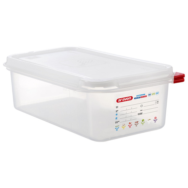 Araven 03030 Storage Container & Lid, 1/3 Size, 4" Deep, Translucent
