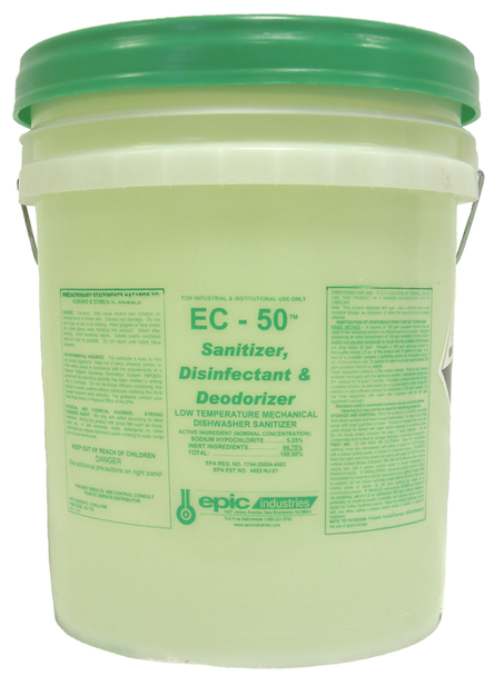 EPIC EC-50, Final Rinse Sanitizer, 5 Gal, Low Temp, Amber
