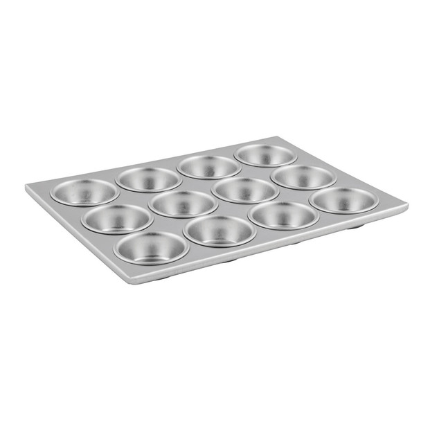 Winco AMF-12 Aluminum Muffin Pan, 12 cup, 3 oz, 14"x11"