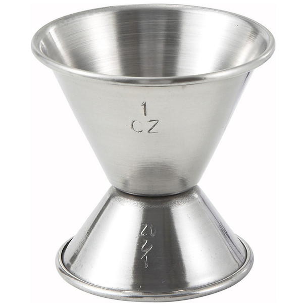 Winco J-1 Stainless Steel Jigger, 1/2 oz. x 1 oz.