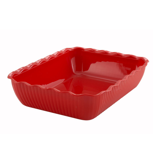 Winco CRK-13R Deli Crock, 13" x 10" x 3", Red
