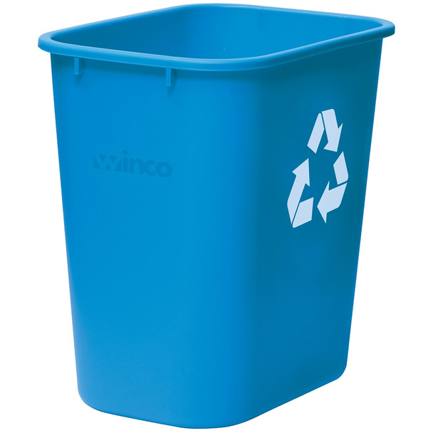 Winco PWR-28L Wastebasket, 28 qt., 15" H, Rectangular, Blue Recycle Winco PWR-28L Wastebasket, 28 qt., 15" H, Rectangular, Blue Recycle