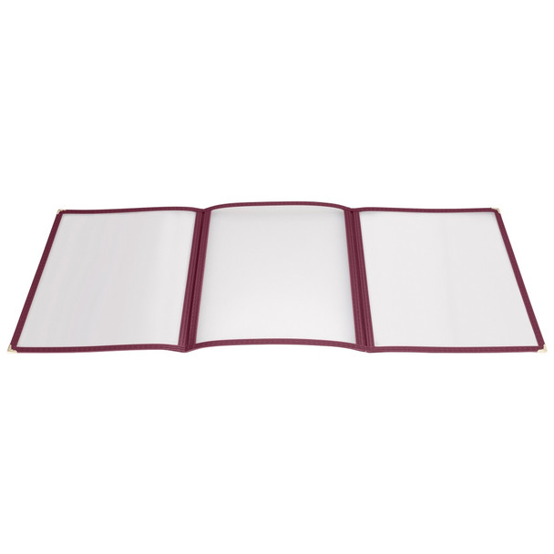 Winco PMCT-9U Menu Cover, 8-1/2" x 12", Triple Pocket, Burgundy