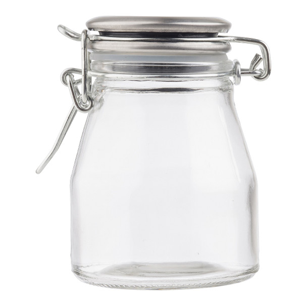 Tablecraft 10107 Spice Jar, 3 oz., Glass, Resealable Stainless Top