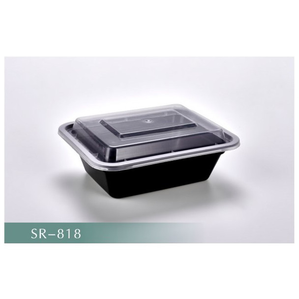 Plastic Container & Lid, 12 Oz, 5"x4", Black (150/Case)