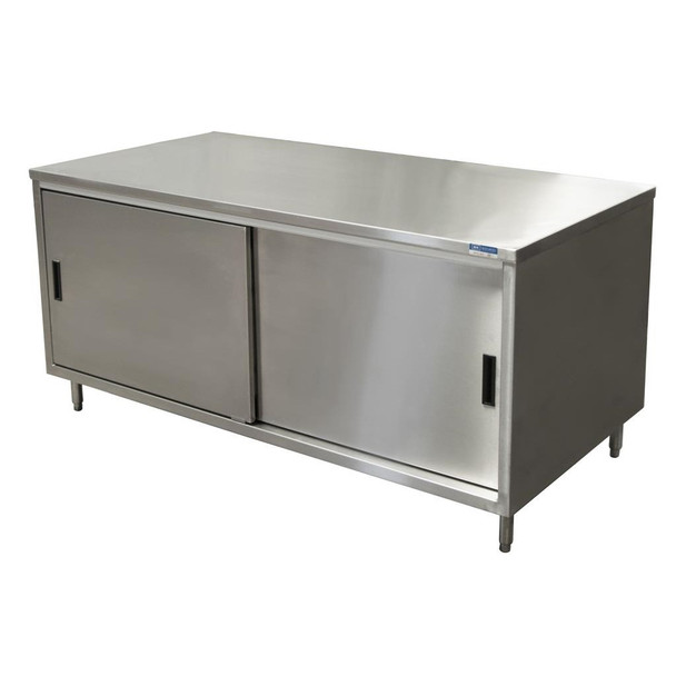 BK CST-3072S Stainless Steel Table with Cabinet Base, Sliding Doors, 72"W x 30"D