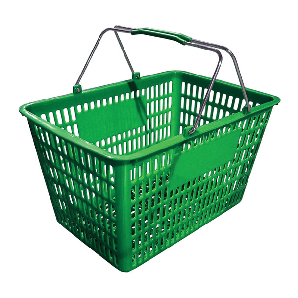 Green Shopping Basket, 12" x 19" x 10", w/Handle (13024)