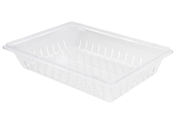 Winco PFSF-8C Clear Polycarbonate Food Box Colander, 8" Deep Winco PFSF-8C Clear Polycarbonate Food Box Colander, 8" Deep