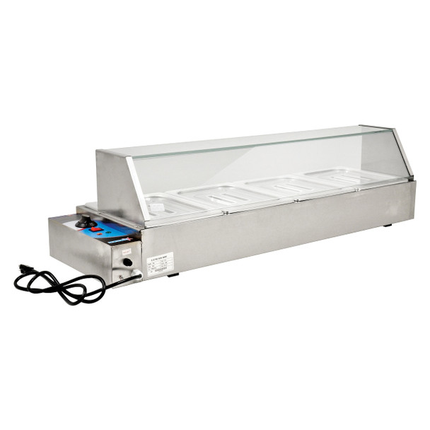 Omcan FW-CN-1170 Countertop Bain Marie with 4 Half-Size Pans, 47"W x 13.6"D x 12.5"