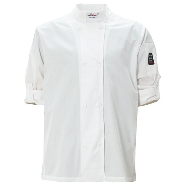 Winco UNF-12WXL Chef Jacket, Roll Tab Long Sleeve, White, X-Large