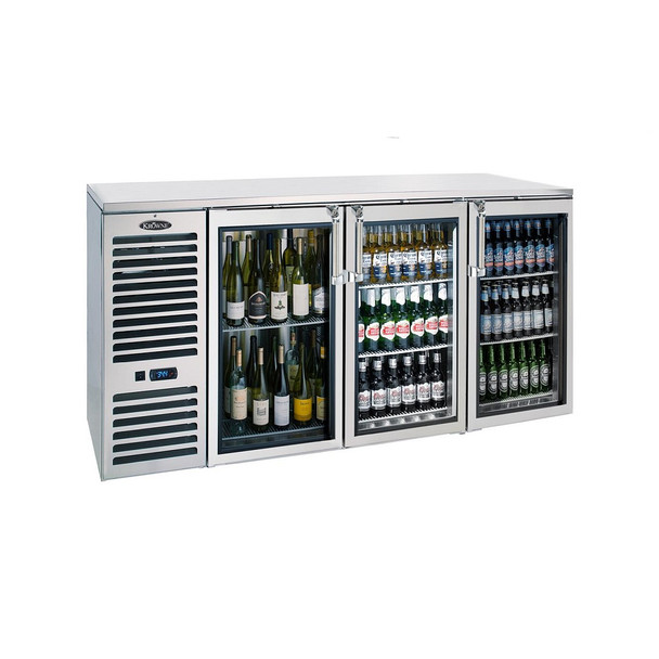 Krowne NS72 Narrow Door Refrigerated Back Bar Refrigeration, Three Doors