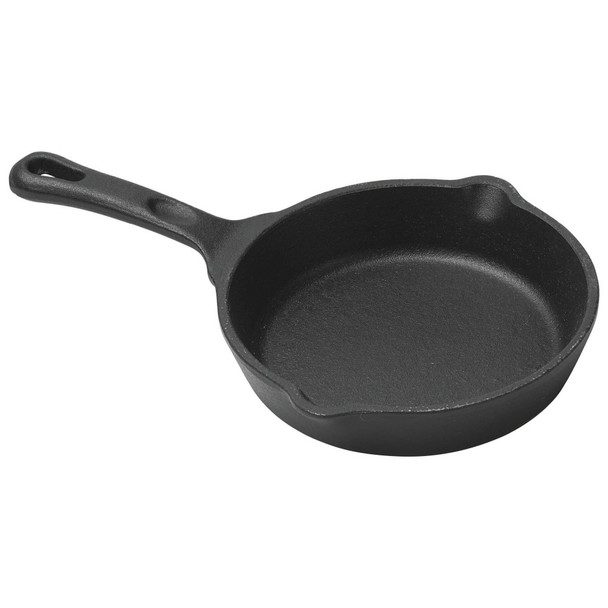 Winco CAST-5 4-7/8" Round Cast Iron Mini Skillet, 7-1/4 Oz