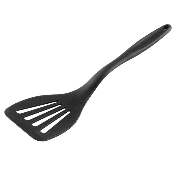 Tablecraft 10054 Slotted Spatula, 12-7/8", Black Silicone Coated Stainless Steel