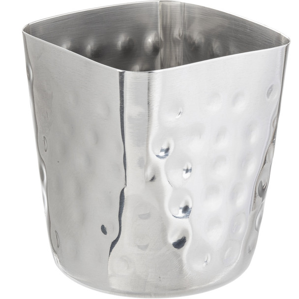 Tablecraft 10678 Square Fry Cup, 13 oz., 3-1/8"x3-1/8"x3-3/8", Hammered Finish