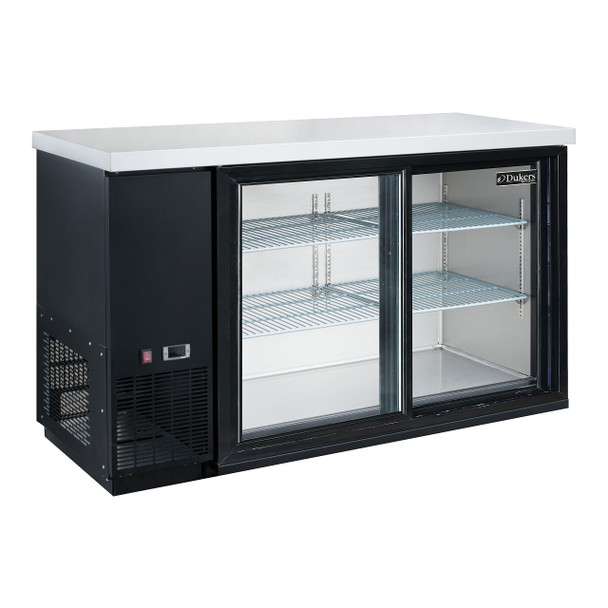Dukers DBB60-S2 61 1/8" Stainless Steel Back Bar Cooler, 2 Sliding Glass Doors