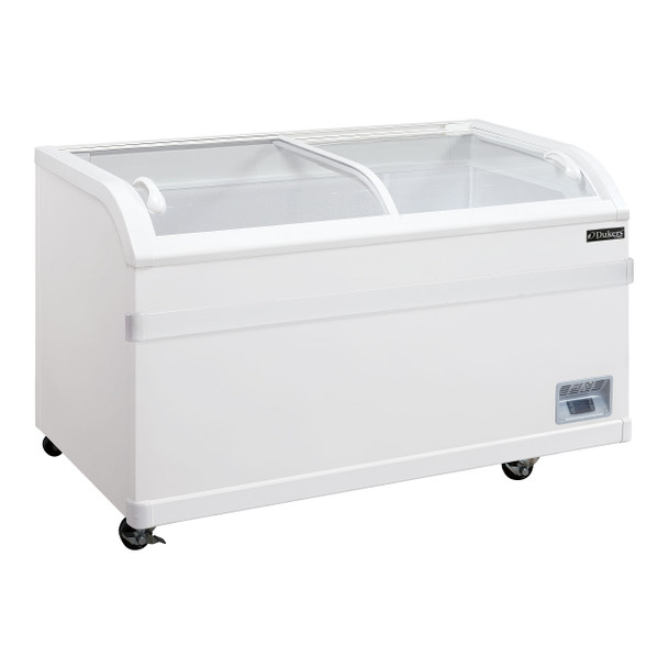 Dukers WD-500Y 56 1/8" Curved Sliding Glass Chest Freezer - 17.66 Cu. Ft.
