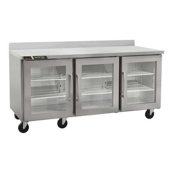 Centerline CLUC-72R-GD-WTRRR 72" Worktop Refrigerator, (3) Glass Doors, Hinge Right/Right/Right Centerline CLUC-72R-GD-WTRRR 72" Worktop Refrigerator, (3) Glass Doors, Hinge Right/Right/Right
