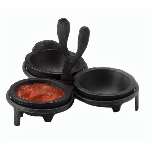 HS Inc. HS1026 Plastic Salsa Caddy, Charcoal, Holds 3 Molcajetes