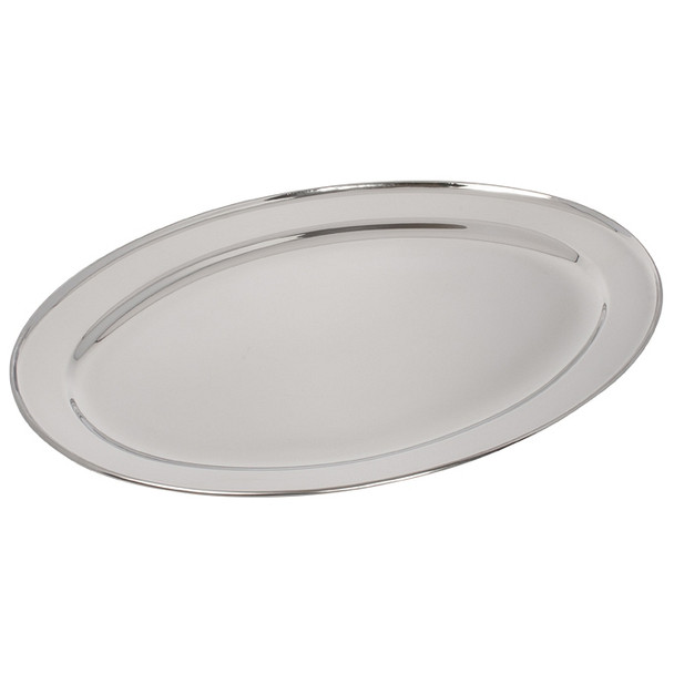 Winco OPL-20 Stainless Steel Oval Platter, 20" x 13-3/4"