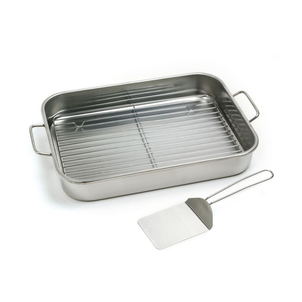 Norpro 272 Stainless Steel Roast Pan Set with Removable Rack & Spatula