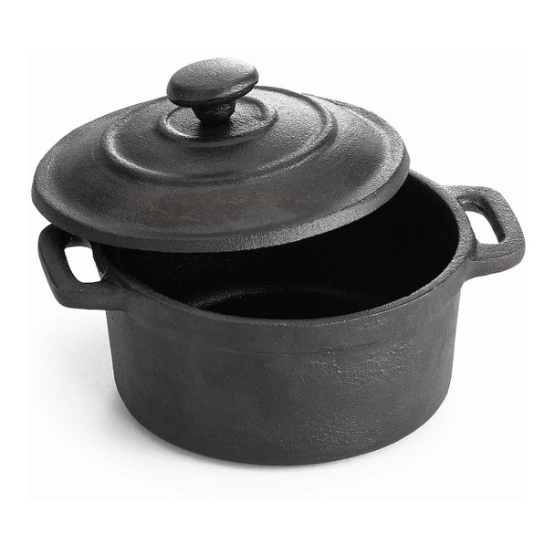 Tablecraft CW30110 8 oz Cast Iron Casserole with Lid, 4" dia x 1-3/4"