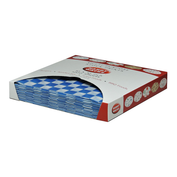 Dry Wax Sheets, 12"x12", Blue & White Check, 1000/Pack