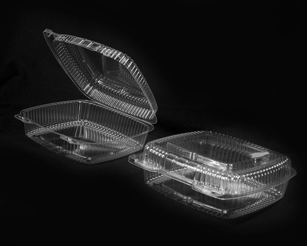 Handi-Lock Clear Hinged Container, 10" x 10" (200pcs/Case)