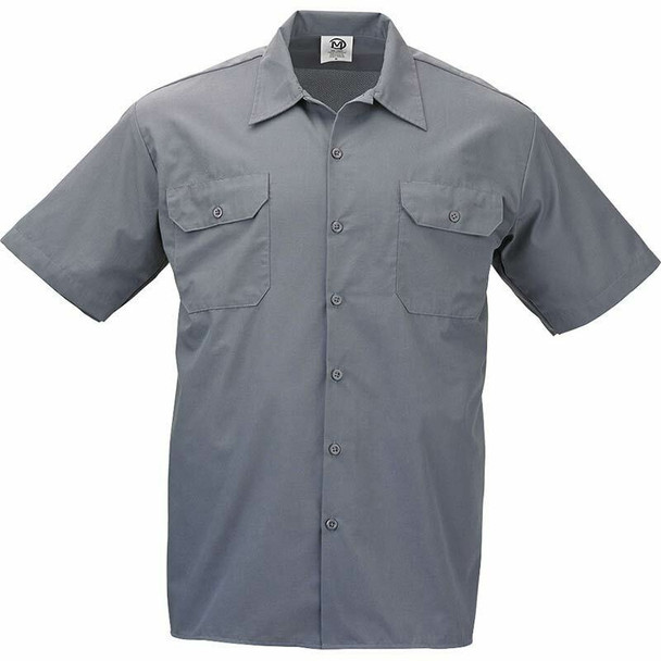 Mercer M60250GYL Metro Edge Brewer/Work Shirt, Unisex, Gray, Large
